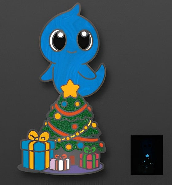 Hard Enamel Blip with Christmas Tree Pin – Set of Two