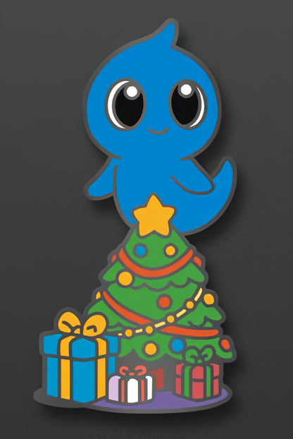 Hard Enamel Blip with Christmas Tree Pin – Set of Two